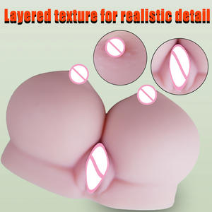 男性用リアルな胸型セックストイ、膣と肛門を備えた男性用オナホール、男性用玩具用ソフトポケットチェスト - Product Image 3