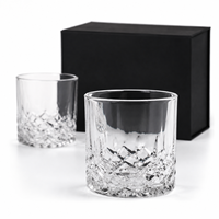 Ensemble de verres à whisky en gros avec 2 verres et 6 pierres réfrigérantes dans une boîte cadeau noire, gravure laser possible, pour les grossistes en articles de bar