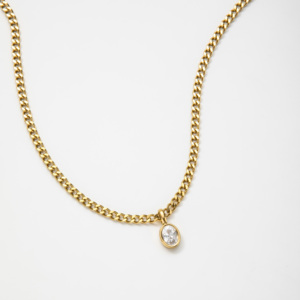 YF3635 Collar de Cadena Cubana con Colgante de Estrella de Acero Inoxidable Chapado en Oro de 18k, Resistente al Agua y al Deslustre, con Zirconia 5A, Estilo Vintage - Product Image 3
