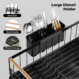 Égouttoir à vaisselle et support de rangement pour ustensiles de cuisine, grand panier de rangement multicouche pour armoire de cuisine - Product Image 3