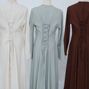 Robe décontractée unie en polyester à manches longues et col rond avec bretelles, grande taille, pour mariage, printemps, été, automne LR941 - Product Image 2