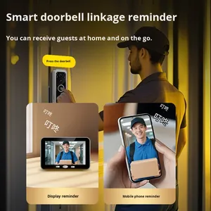 FY847 Cross-border Graffiti Electronic cat Eye Split 5-inch <strong>Wireless</strong> IPS HD WiFi Mobile Phone Remote Visual <strong>Intercom</strong> Doorbell - Product Image 4