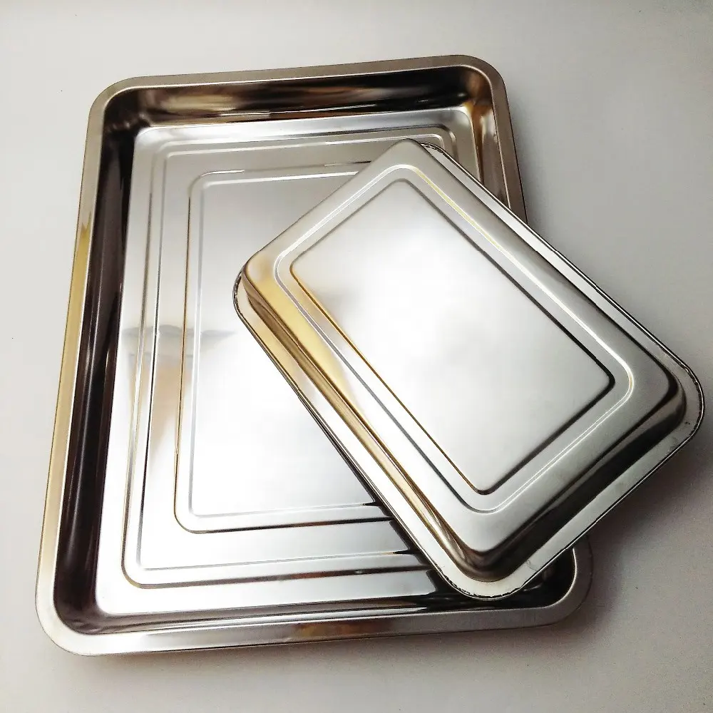 Serving Platter Stainless Steel Dish Large Party Silver Food Tray Instrument