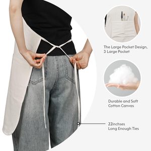 Delantal de Lona de Algodón Ajustable y Lavable Kefei para <span class=keywords><strong>Camarero</strong></span>, Camarera, Cocina, con 2 Bolsillos - Product Image 4