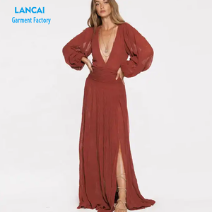 Produttori di abbigliamento personalizzato ultima moda Design bohémien abito <span class=keywords><strong>a</strong></span> <span class=keywords><strong>maniche</strong></span> lunghe Casual Maxi abito da donna - Product Image 3