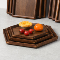 Japanse klassieke design rechthoekige dienblad van massief zwart walnoot voor huishoudelijk fruit, thee of eten.