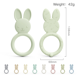 Juego de juguetes para dentición de bebé de silicona suave con diseño de conejito Animal de grado alimenticio, juguetes infantiles orgánicos ecológicos, mordedores de silicona sin Bpa - Product Image 2