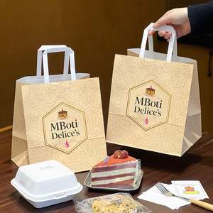 Sacs d'emballage alimentaire biodégradables en papier kraft jetables personnalisés et écologiques pour le pain, les gâteaux et les aliments - Product Image 1