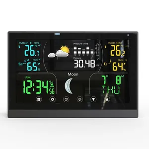 무선 컬러 LCD 디스플레이 터치 스크린 기상 관측소 날씨 기압계 온도계 습도계