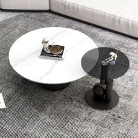 Vente directe d'usine de table basse moderne de luxe en marbre et fer avec rangement et tiroirs pour salon