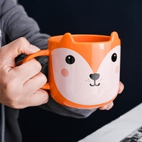 Tasse à café en céramique avec poignée en forme d'animal mignon, résistante aux hautes températures, logo personnalisé, mug de couple, dessin animé