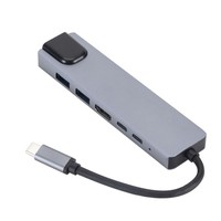 Hub USB C 6 en 1, station d'accueil Type C 100W PD avec Ethernet RJ45 100M, 4K HDTV, USB 3.0, USB 2.0 pour MacBook iPad Pro