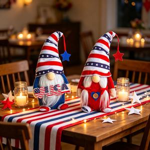 Figuras de gnomos del Día de la Independencia, muñecos de peluche rojos, blancos y azules, decoración de mesa para el hogar de estilo americano, adornos para fiestas - Product Image 4
