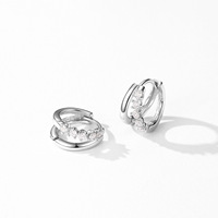 Boucles d'oreilles à double anneau en argent Sterling 925 pour femmes, bijoux de luxe en cristal géométrique, cadeau de fiançailles et de mariage