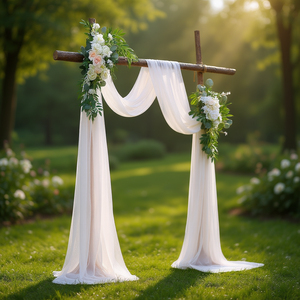 Kit de fleurs pour arche de mariage blanches, 21 pieds, drapé en tissu avec 4 fleurs artificielles pour la décoration de fond de cérémonie, pack de 4 - Product Image 2