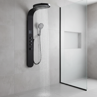 Ensemble de douche thermostatique haut de gamme en acier inoxydable avec éclairage d'ambiance, affichage numérique, jets pluie, puissants et doux, pour salle de bain