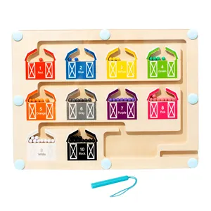 Nieuwe Schuur Magnetische Kleur En Nummer Doolhof Houten Montessori Vroege Educatie Speelgoed Voor Baby Jongens En Meisjes
