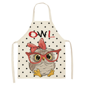 Grembiule da Cucina con Stampa di Gufo Carino, in Lino Personalizzabile per Adulti e Bambini - Product Image 2