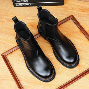 Botas de Tobillo de Cuero Genuino para Hombre, Estilo 2025, Casuales de Negocios, con Tacón Alto - Product Image 2