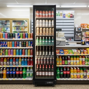 NE-380B - Exhibidor Refrigerador de Botellas de Cerveza para Restaurante, Independiente, Negro, 380L, Puerta de Vidrio, Descongelación Automática - Product Image 5