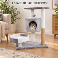 Arbre à chat compact avec poteau à gratter en sisal, condo en peluche et lit rond pour chats d'intérieur OEM ODM Vente en gros