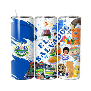 Vaso Térmico Delgado de 20oz con Tapa y Popote, Personalizable, de Acero Inoxidable con Aislamiento al Vacío, para Viajes a Puerto Rico, Honduras, Venezuela - Product Image 2
