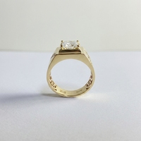 HQ Gems IIG Bague pour homme en or jaune 18 carats avec diamant de laboratoire taille princesse 2 carats D VS1, bague de fiançailles