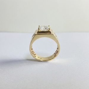 HQ 젬스 IIG 18K 옐로우 골드 남성 반지 2캐럿 D VS1 프린세스 컷 랩 다이아몬드 약혼 반지 - Product Image 3