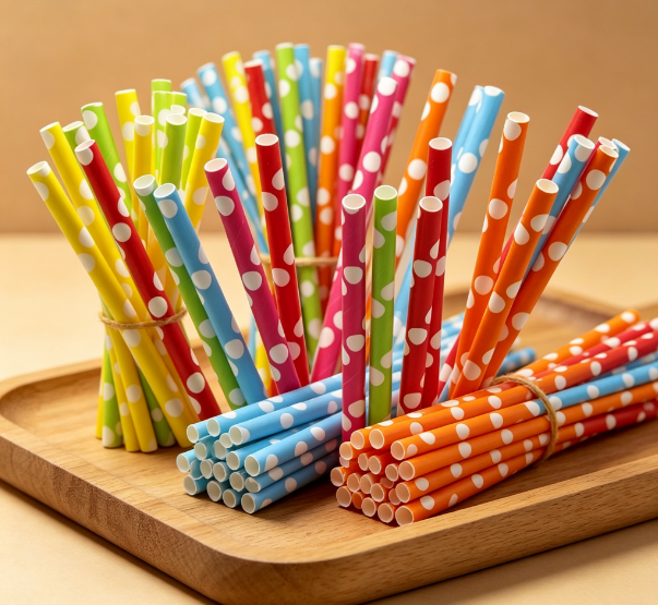 Factory Customized Disposable Eco Friendly Biodegradable Stripe Wrapped Recyclable Food Grade Paper Straws