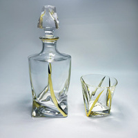 Ensemble de carafe à whisky en cristal de luxe moderne, forme carrée, capacité de 750 ml, passe au lave-vaisselle, design élégant gravé, cadeaux d'affaires