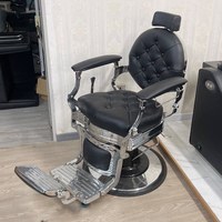 Fauteuil de Barbier Style Vintage avec Fonctions Inclinables et Réglables en Hauteur, Matériau PVC, Modèle 68-88 pour Salons