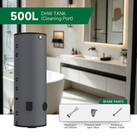 Réservoir d'eau électrique à double serpentin pressurisé commercial, grande capacité 500 litres, en acier inoxydable, avec pompe à chaleur