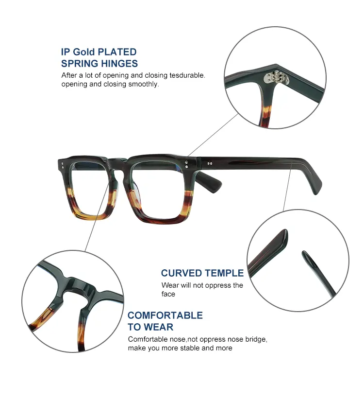 Montura de gafas ópticas de acetato minimalista con remache, gafas de bloqueo de luz azul, gafas de sol personalizadas para hombres y mujeres
