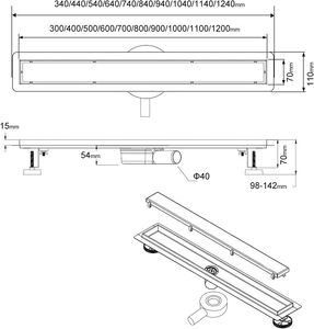 Drain de <span class=keywords><strong>douche</strong></span> linéaire en acier inoxydable 304 60cm <span class=keywords><strong>pour</strong></span> pièce humide-Conception d'insertion de carrelage et grille antidérapante - Product Image 2