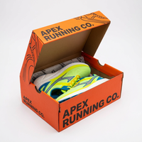 Boîte à chaussures portable personnalisable et recyclable en carton ondulé rigide avec logo, gaufrage, fermeture magnétique et poignée pour chaussures