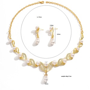 Pendientes románticos de collar de gota de aleación elegante para mujer, moda transfronteriza para compromiso de fiesta de boda; vestido de novia - Product Image 4