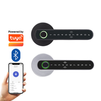 Poignée de serrure intelligente sans clé, déverrouillage par empreinte digitale, carte à empreintes digitales multilingue, mot de passe, clé, application TUYA, porte de 35 à 55 mm