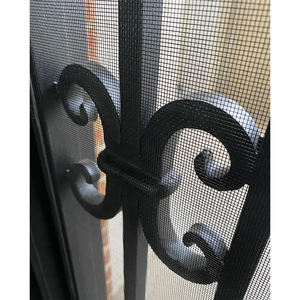 Portes françaises en fer forgé <span class=keywords><strong>d</strong></span>'usine avec écran en maille pour maisons <span class=keywords><strong>D</strong></span>écoration de <span class=keywords><strong>porte</strong></span> <span class=keywords><strong>d</strong></span>'<span class=keywords><strong>entrée</strong></span> <span class=keywords><strong>d</strong></span>'<span class=keywords><strong>entrée</strong></span> finie enduite de poudre rustique - Product Image 2