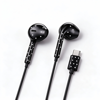 Écouteurs filaires USB-C semi intra-auriculaires imprimés tendance avec contrôle intégré et microphone, son stéréo pour smartphone – Offre Spéciale