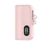 Nouveau Mini Smart LCD Power Display Portable 5000mAh Chargeur Intégré Double Prise De Charge Pliable Capsule Power Bank Avec Longe