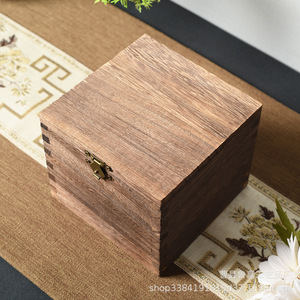 Caja de Almacenamiento de Madera Cuadrada de 10 cm con Cierre para Té, Regalos, Joyería, Frutos Secos, Aceites Esenciales, Embalaje Artesanal de Shandong - Product Image 1