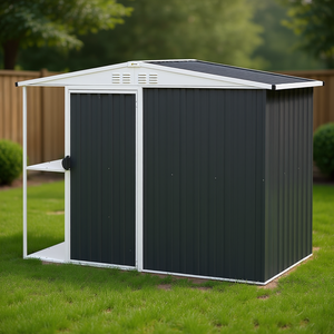 D0100XF3GY2 Casetta da Giardino in Metallo 8 X 4ft Grigio Scuro con Porta Chiudibile a Chiave per Uso Esterno in Cortile e Patio - Product Image 2