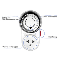 Minuteur mécanique 24 heures 220V 15A avec prise et douille, directement de l'usine