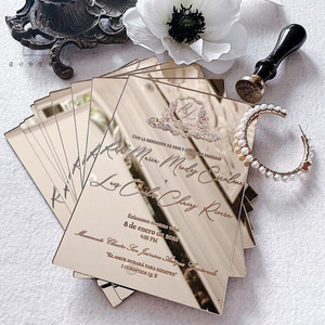 Carta d'invito di lusso personalizzata con busta autosigillante sigillo di cera finitura a specchio biglietti d'auguri acrilico invito a <span class=keywords><strong>nozze</strong></span> - Product Image 4
