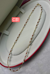 Cadena de lujo Rubí 18K Oro sólido Collar de perlas de agua dulce Gargantilla personalizada de lujo para mujeres Collar de perlas de piedras preciosas - Product Image 3