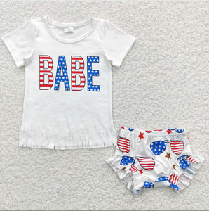 Sibling Baby Girls 4th Of July Shirt Bummie Sets - Product Image 4