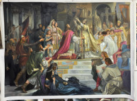 Portrait de figure de qualité musée Charles le Grand Reproductions de peinture à l'huile sur toile avec cadre doré Art mural
