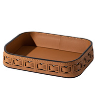Plateau rectangulaire en cuir PU, organiseur de bureau pour cosmétiques, clés, télécommande, boîte de rangement décorative pour le salon, table