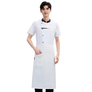 เสื้อโค้ทแขนสั้นถักทำจากผ้าฝ้าย/โพลีเอสเตอร์สำหรับทุกเพศพร้อมโลโก้เชฟแจ็คเก็ตสำหรับร้านอาหารและบาร์ - Product Image 6