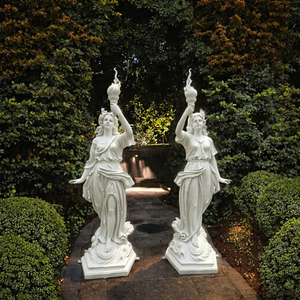 Statue de déesse grecque en résine blanche, sculpture de sol, décoration de jardin, torche extérieure, figurine - Product Image 3